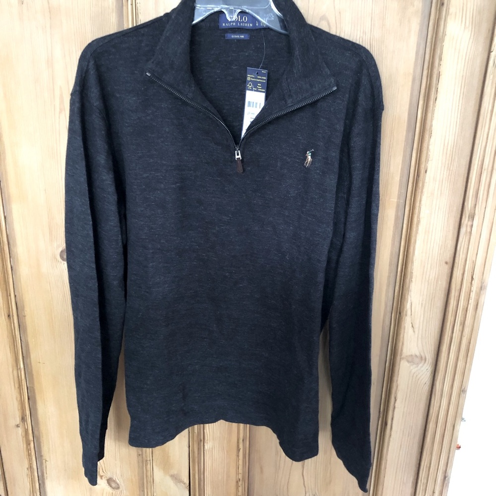 Polo Ralph Lauren Charcoal Half Zip, NWT